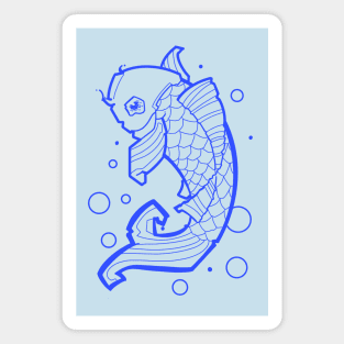 blue koi fish Magnet